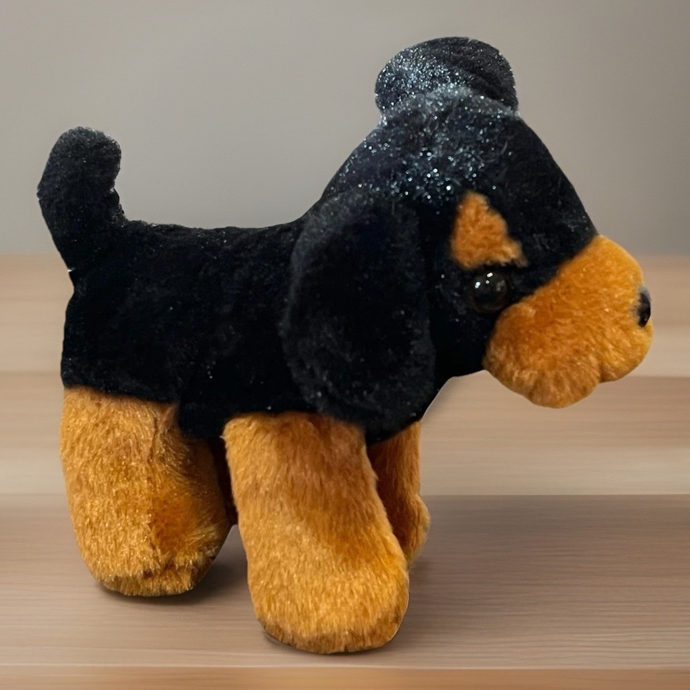 Rottweiler Puppy Dog Plush Stuffed Animal JUSTICE Pet Shop Toy Lovey 2016 5"